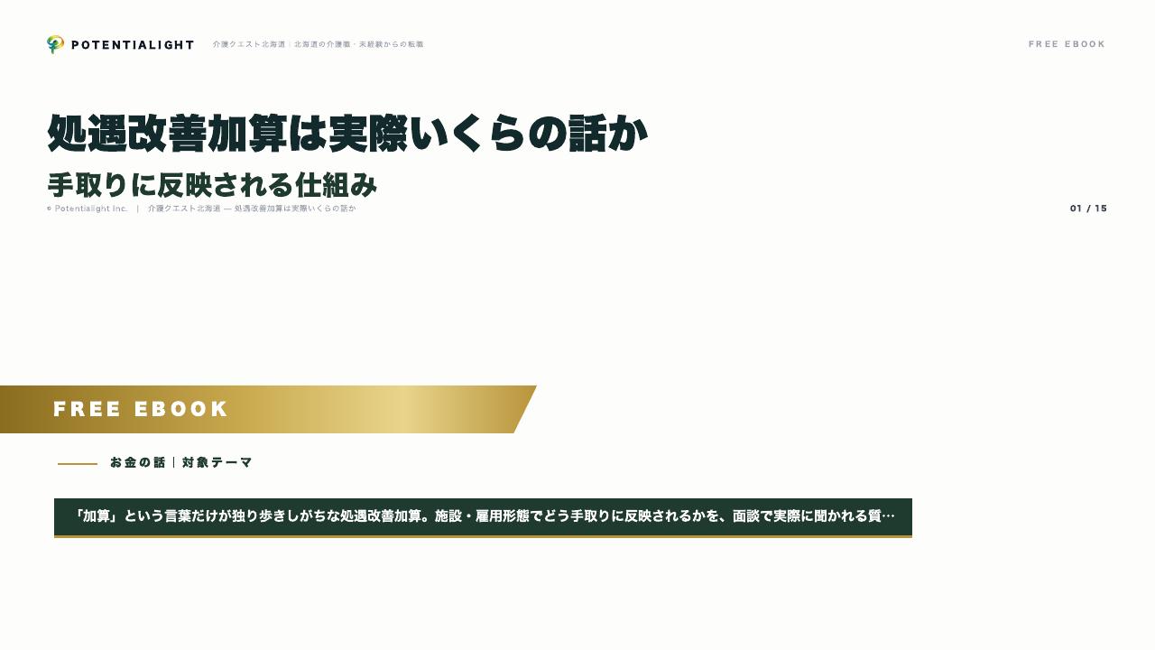 処遇改善加算は実際いくらの話か eBook表紙