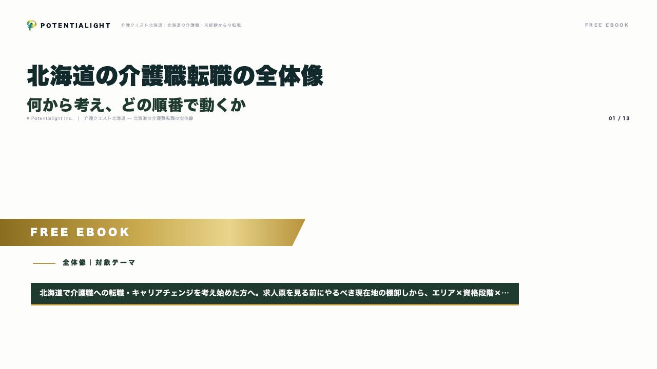 北海道の介護職転職の全体像 eBook表紙